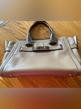 Coach Swagger Taupe and Dark Brown Leather Satchel No Hang Tag or Shoulder Strap